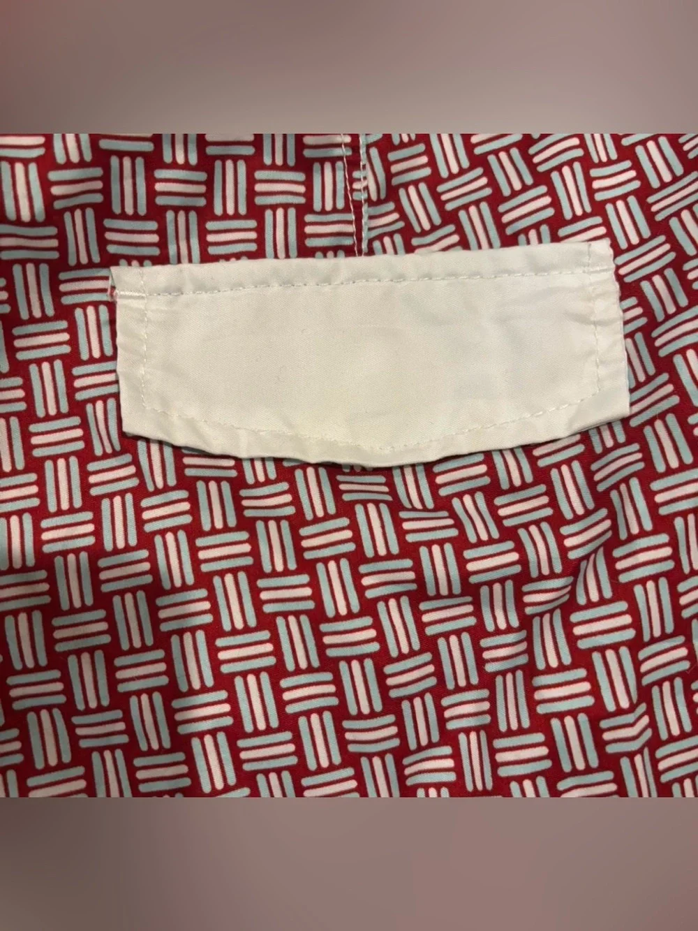 Men's Mr. Swim Red Patterned Swim Trunks with Contrast Waistband